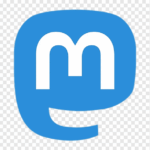 The logo of mastodon, a blue m on an inverted elephant like icon.